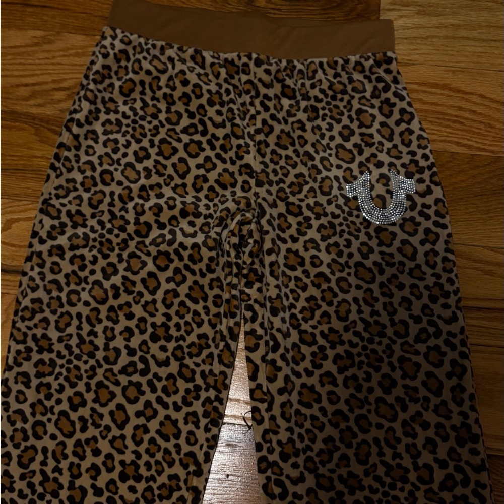 True Religion Leopard Print Velour Kids Sweatpants